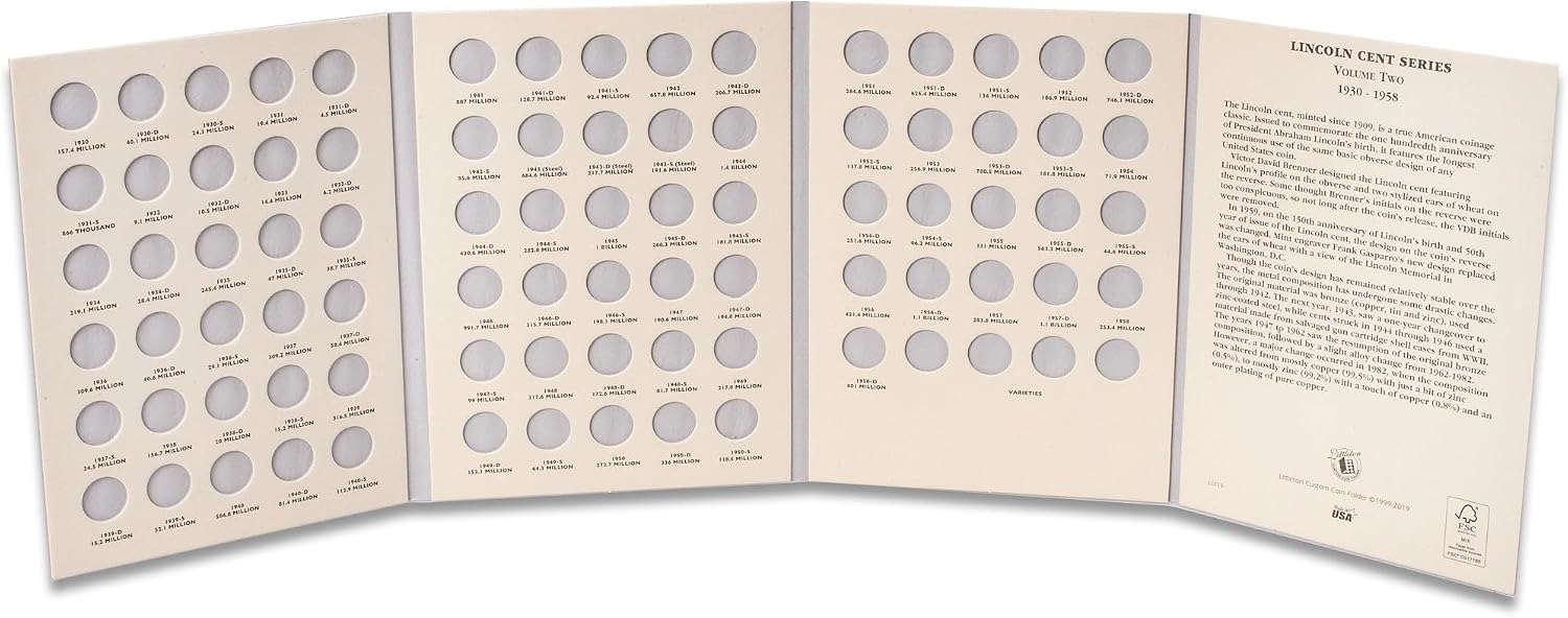 Littleton Coin Company 1930-1958 Lincoln Cent Folder, Volume 2