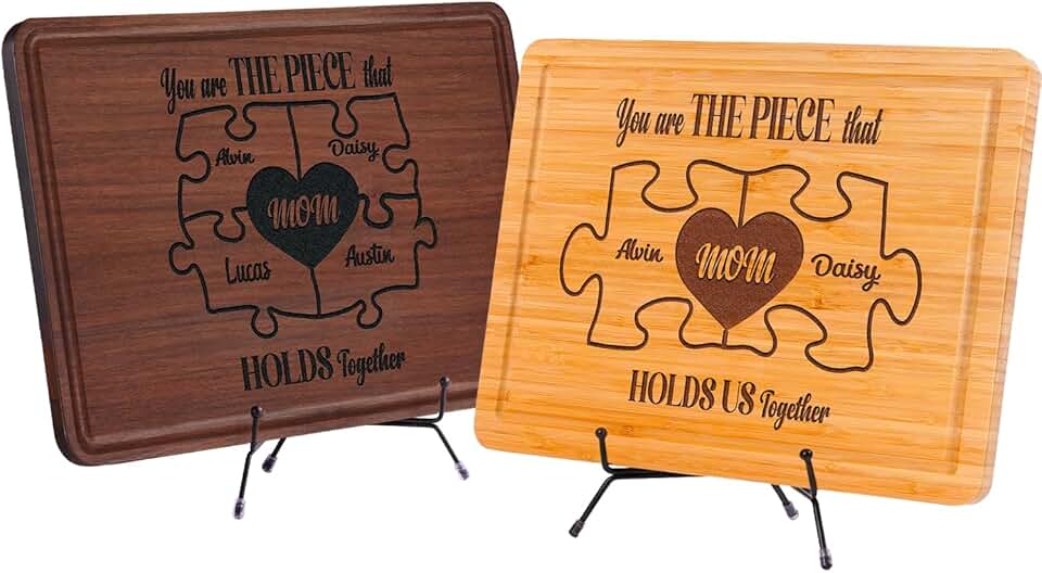 Personalized Mother&#x27;s Day Cutting Board with Kids Names | Custom Gifts for Mother’s Day, Housewarming, Birthday, Parents, Christmas 2026 | Engraved Cutting Board for Mom, Grandma