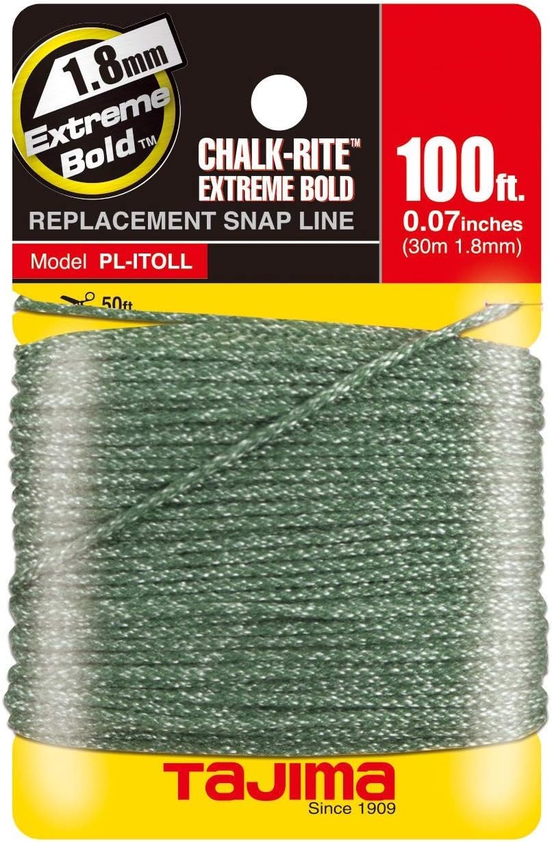 Tajima Replacement Snap-Line, Chalk-Rite Braided String, 1.0 mm x 100 ft | Extra-Bold, Visible Markings, Extra-Bold Snap Line, Premium Grade Material