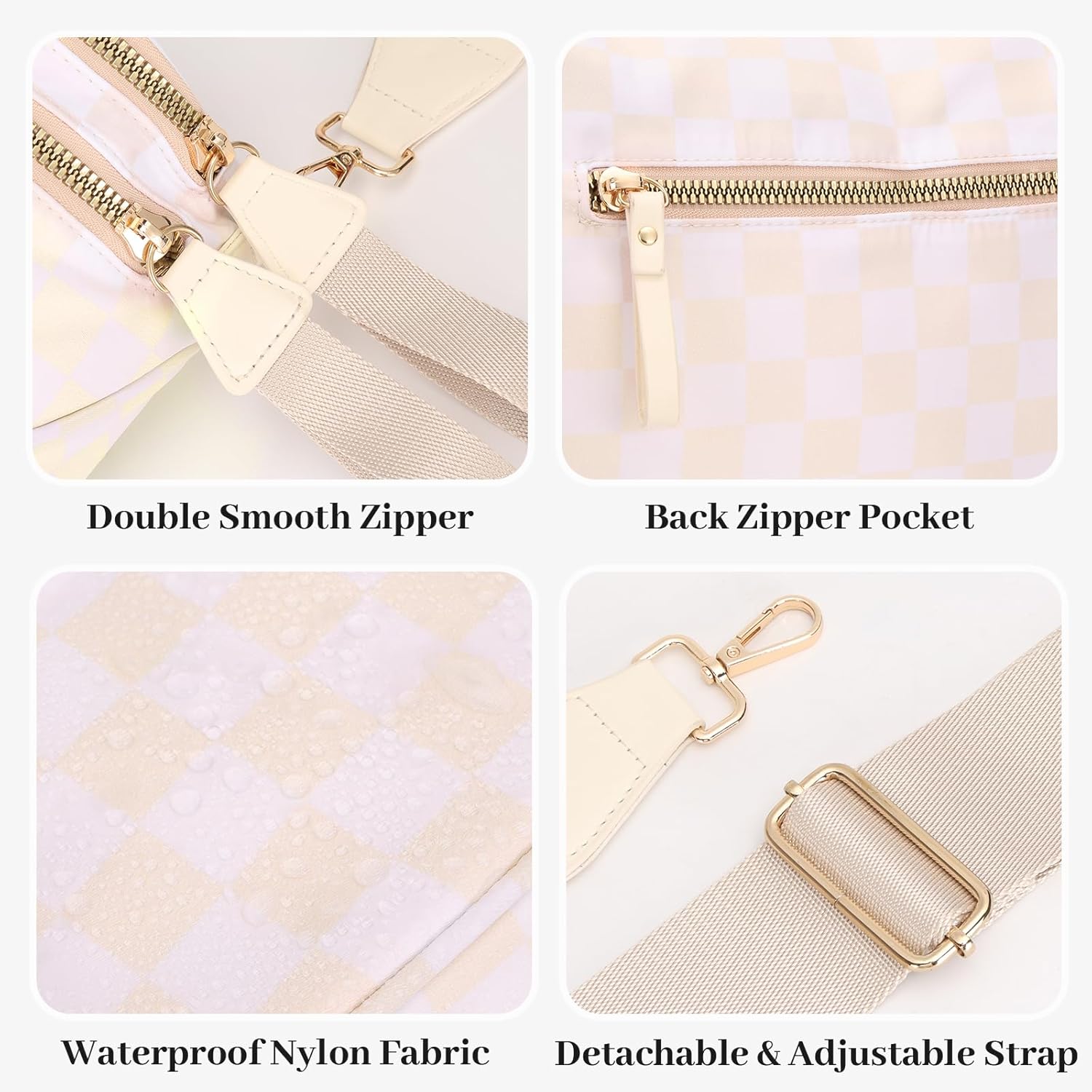 Crossbody Bags Bum Bag for Women Sling Bag Purse with Adjustable Strap（Black and White Checkered） - Image 5