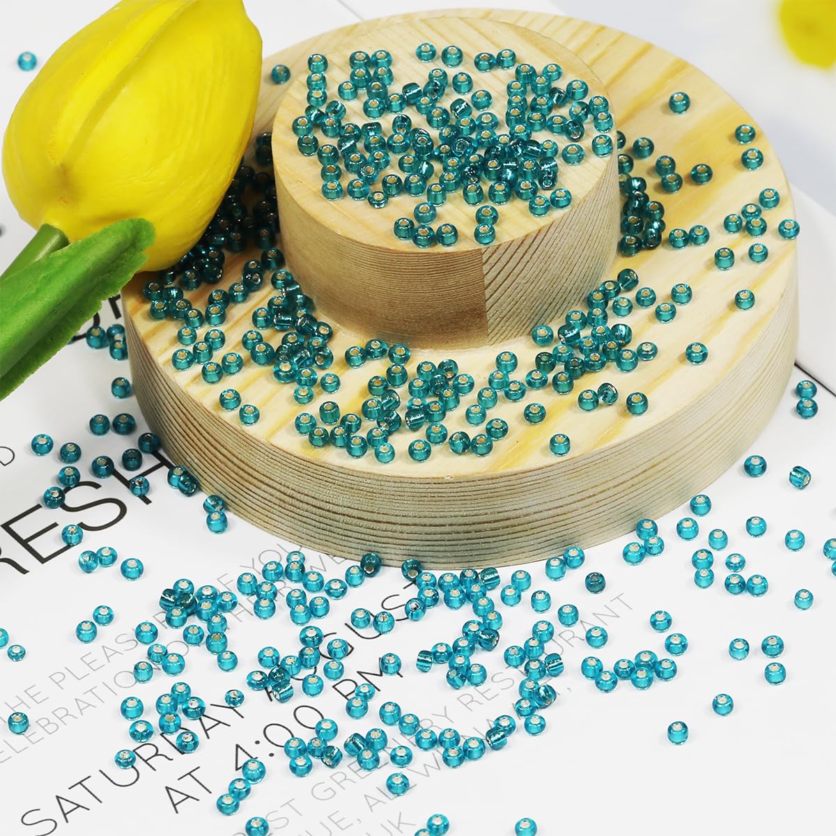 Bulk Seed Beads 110 grams about 3500pcs, 3mm 8/0 Blue-Green Glass Craft Beads for Making Earrings Bracelets, Pendants - Image 2