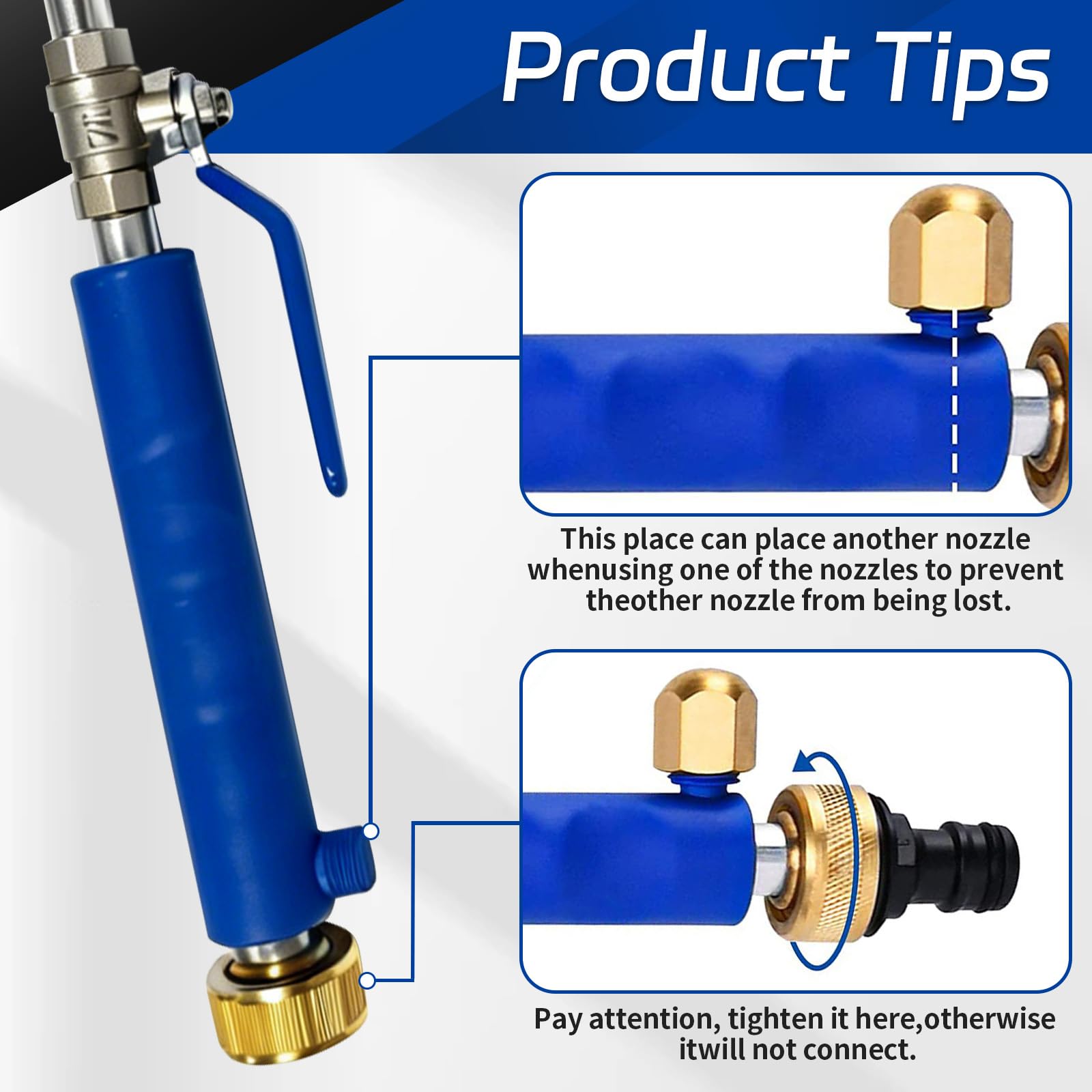 Lanza de Presion, FainFun Pistola de Agua a Presión, Lanzadera de Agua a Presion, Hidrolimpiadora, Jet Jardin, Se Necesita una Bomba de Presión o una Conexión Directa al Instrumento (Azul 2)