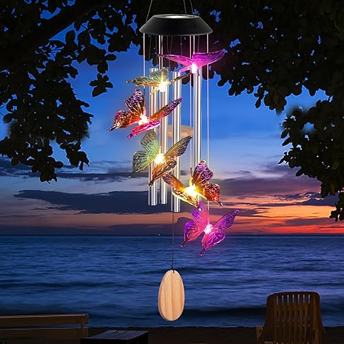 Vista 36 de JOBOSI Red Cap Green Colibrí Carillones de viento Regalos para mamá Carillones de viento Solares Colibríes Campanas de viento Brillantes Decoración