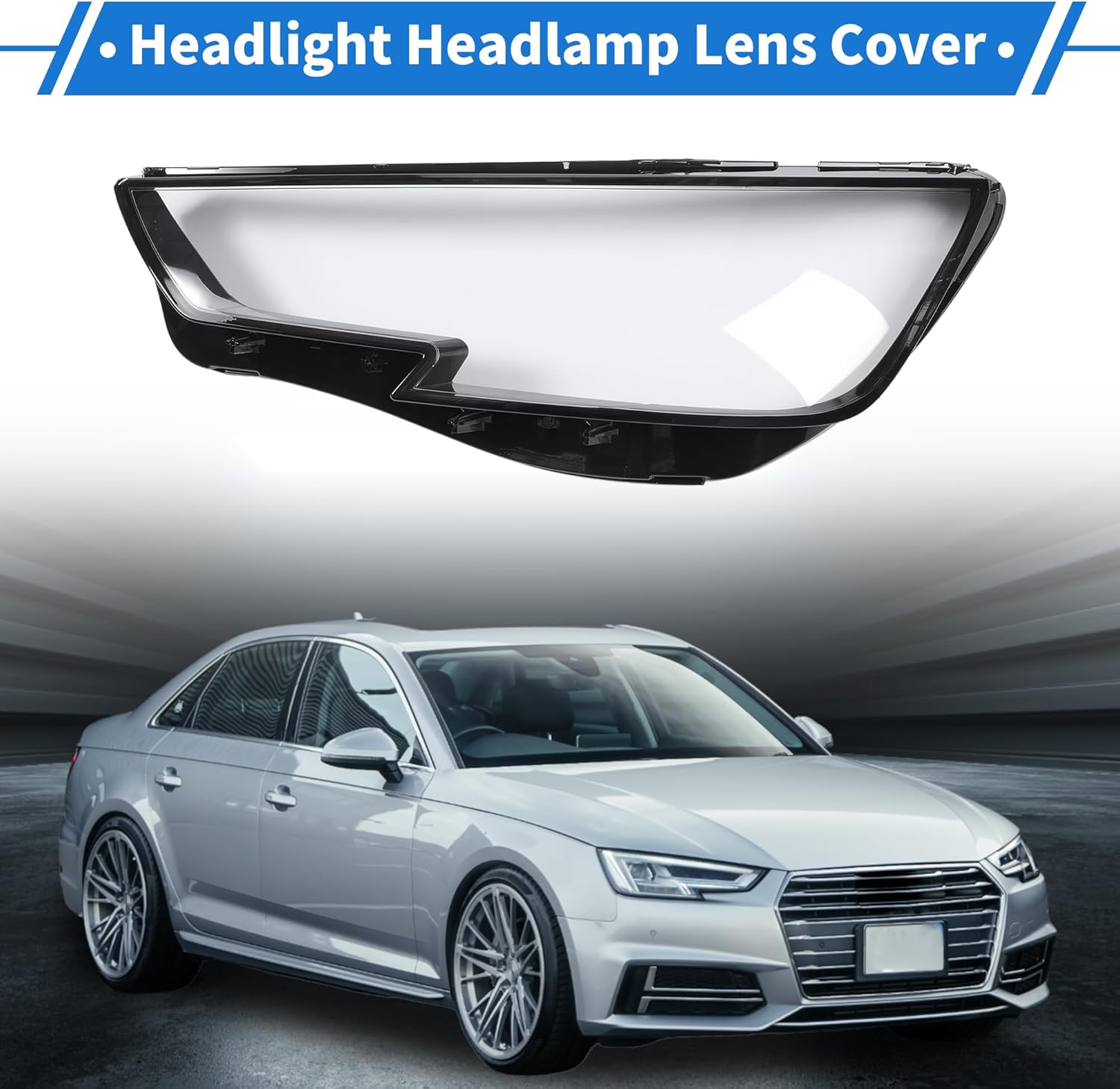 Headlight Lens Cover Headlight Headlamp Lense Clear Lens Cover for Audi A4 2016-2019 Black,Clear Pc 1 Pc Front Left Car