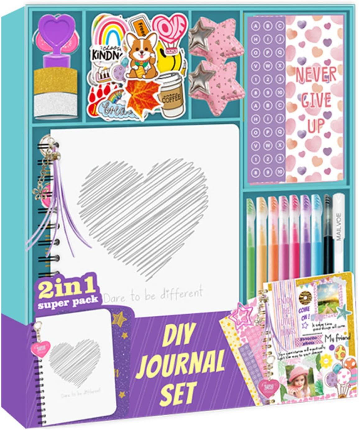 WTWU Journal Craft Set Educational Toy Creative Scrapbooking Supplies for Girls Ages 4-12 Birthday Christmas Gifts Arts and Kits