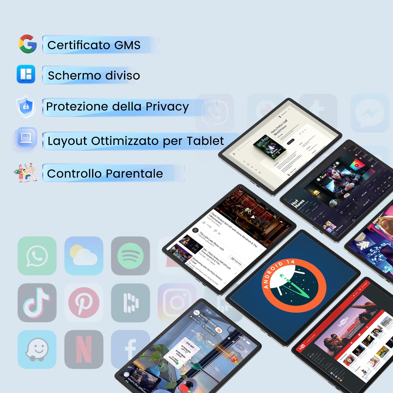 Tablet da 10 pollici, 8 GB di RAM e 128 GB di ROM, WiFi 6, Octa-Core A523