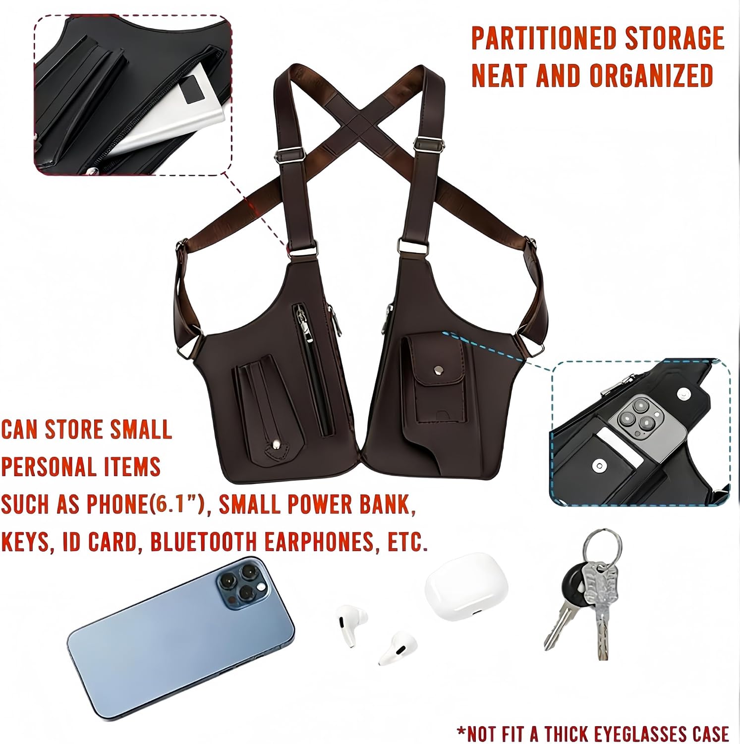 Double Shoulder Armpit Bag,Underarm Shoulder Satchel for Men,Concealed Carry Purses Holster for Man Left Handed,Tactical Shoulder Wallet for Travel Outdoor Cycling