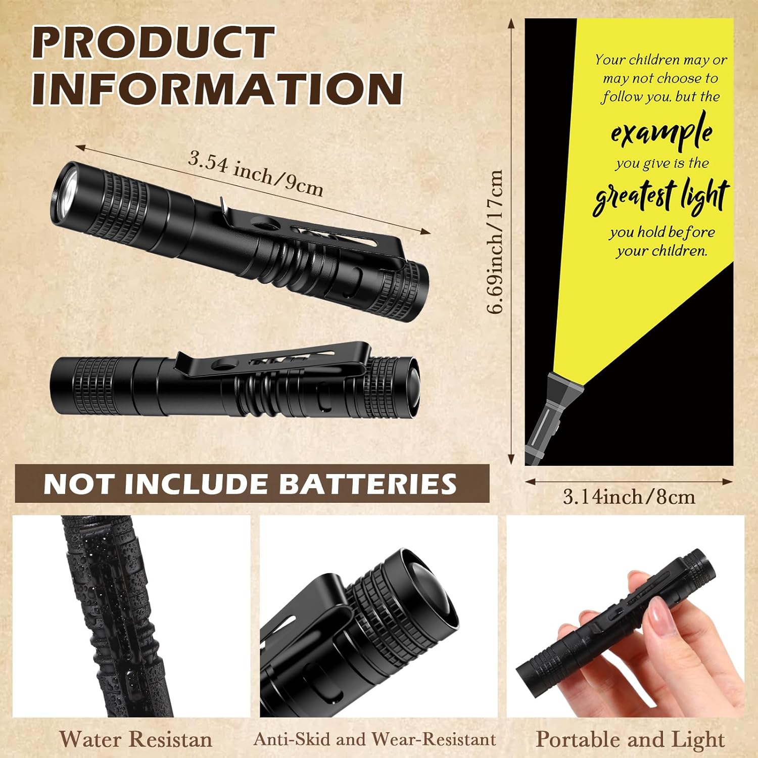 Tujoe 10 Sets Father's Day Man of God Gift for Men Christian Mini Pocket Flashlight Bible Verse Pens with Cards Religious Favors for Church Father Dad Husband Pastors Dad Supplies
