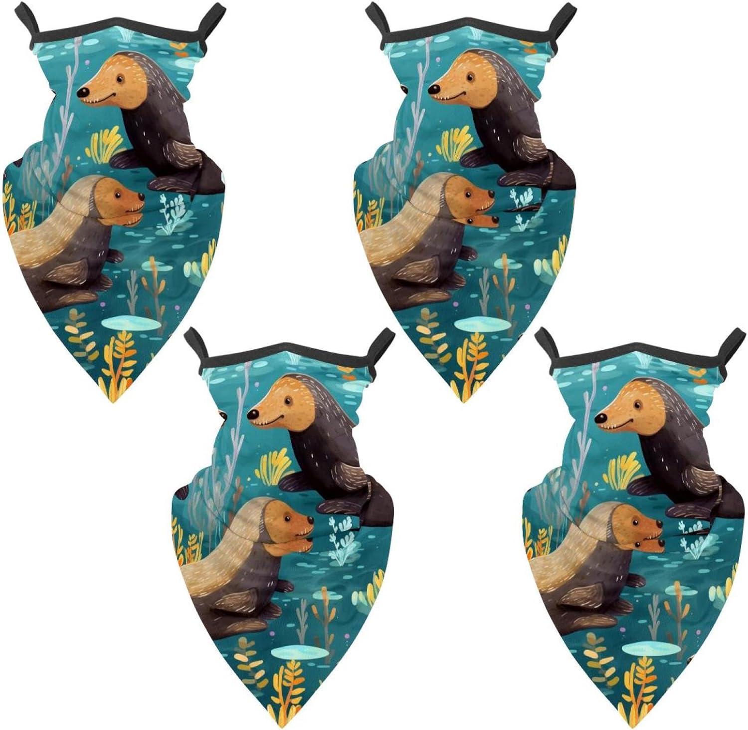 4 Pack Platypus Duckbill Neck Gaiter Face Scarf Cover Sun Protection Balaclava Cloth Bandanas with Ear Loops