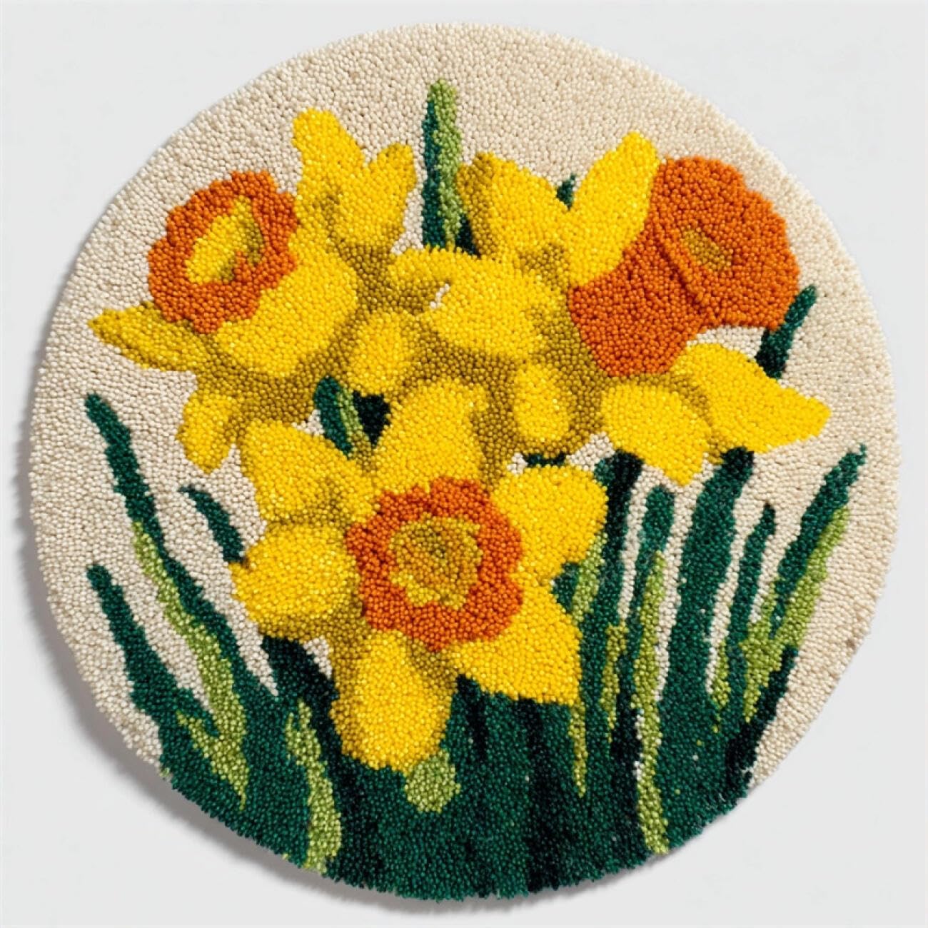 Kitquiver Latch Hook Rug Kits Golden Flowers 100x100cm