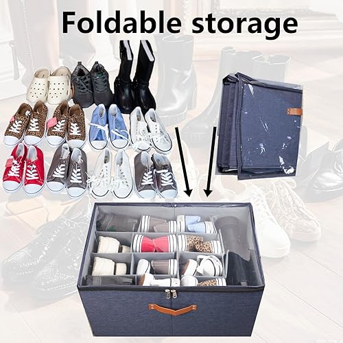 Miniatura 4 de Organizador de zapatos para armario, almacenamiento plegable de zapatos, contenedores ajustables para almacenamiento de zapatos, se adapta a hasta