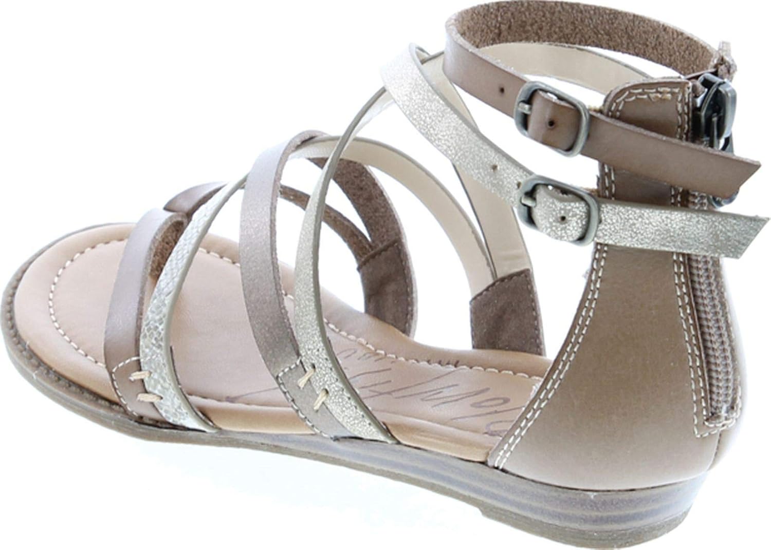 Blowfish Women's Bungalow Wedge Sandal 6 Sand/Amber/Sahara Mirage/Gold Cosmic