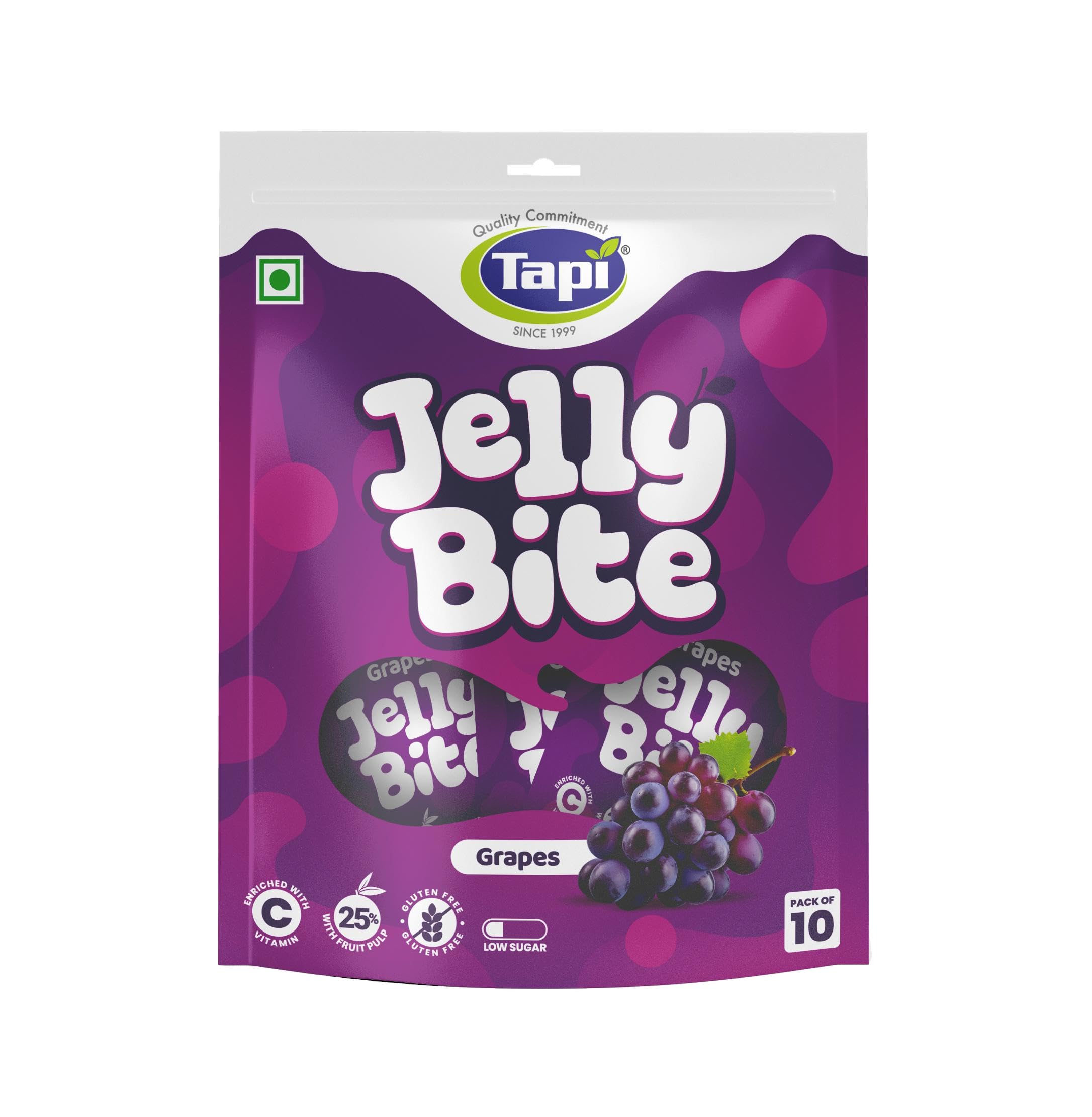 Tapi Jelly Bite – Grapes Flavour Konjac Jelly with Fruit Pulp | Enriched with Vitamin C| Gluten-Free|No Gelatin | Fun Chewy Snack for Kids & Adults – 10 sachets (Pack of 5)-picture-38