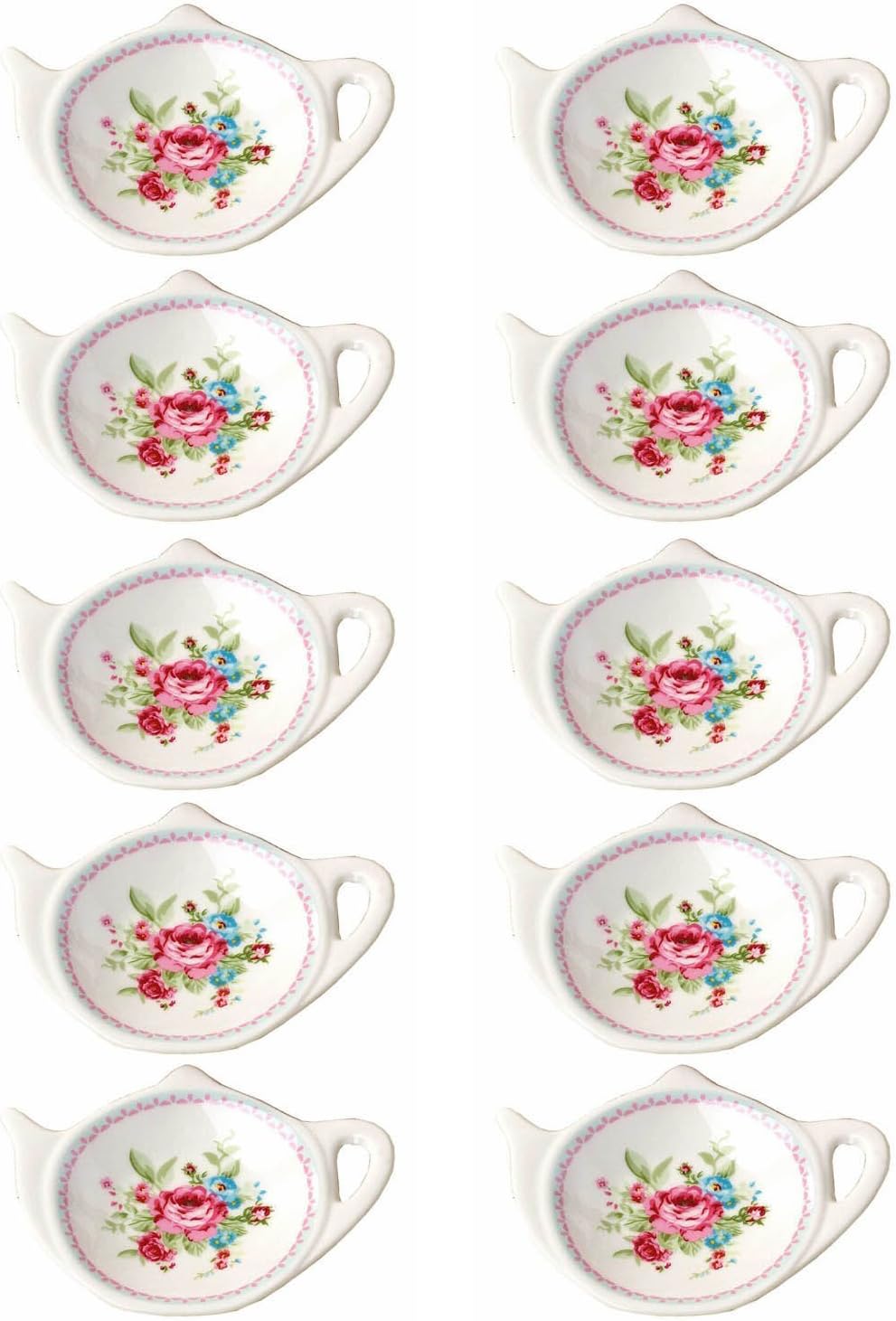 LINLINS Floral Porcelain Tea Bag Holder & Spoon Rest Set