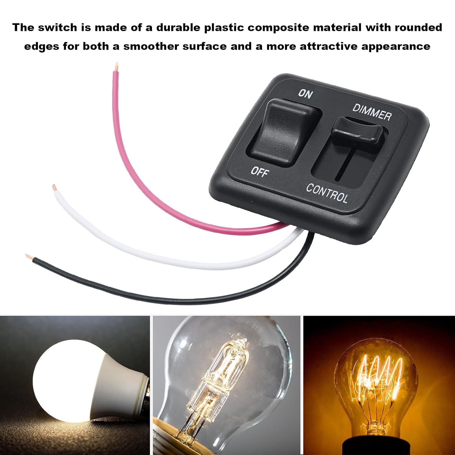 12V DC RV Light Switch Dimmer Toggle Switch with High Side Dimmer Control for Halogen, Incandescent DC Dimmer Switch for RV, Auto, Truck, Marine, and Strip Lighting