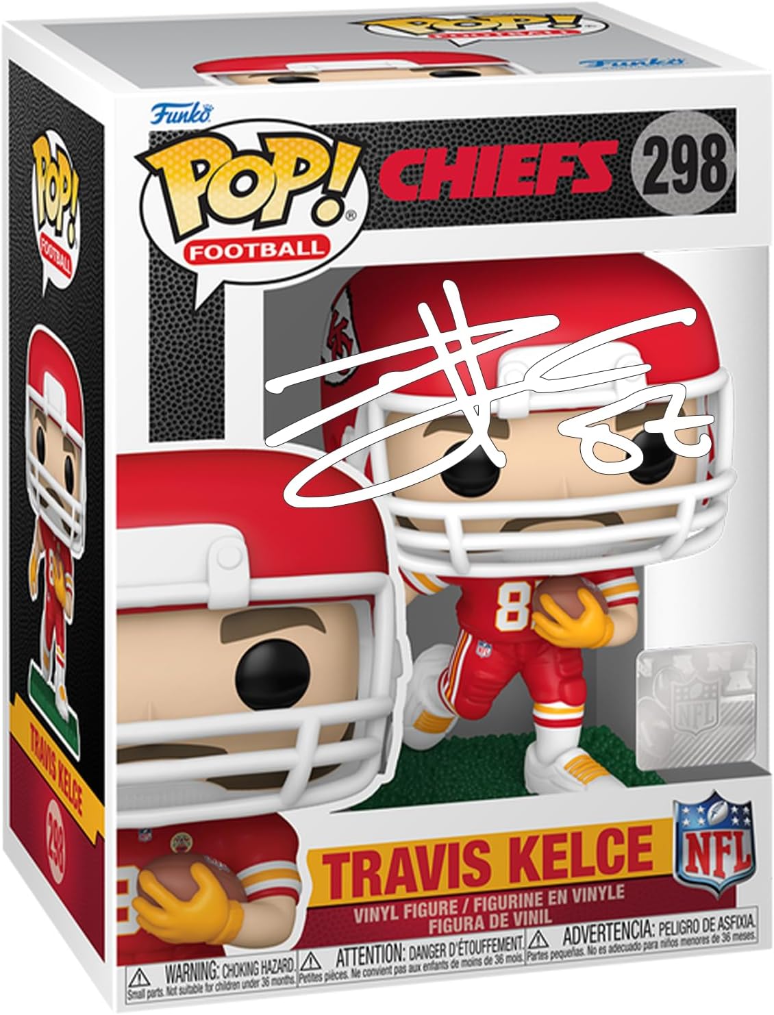 Travis Kelce #298 Facsimile Signed Reprint Laser Autographed Funko POP! Football NFL: Kansas City Chiefs Figurine with Protector Case