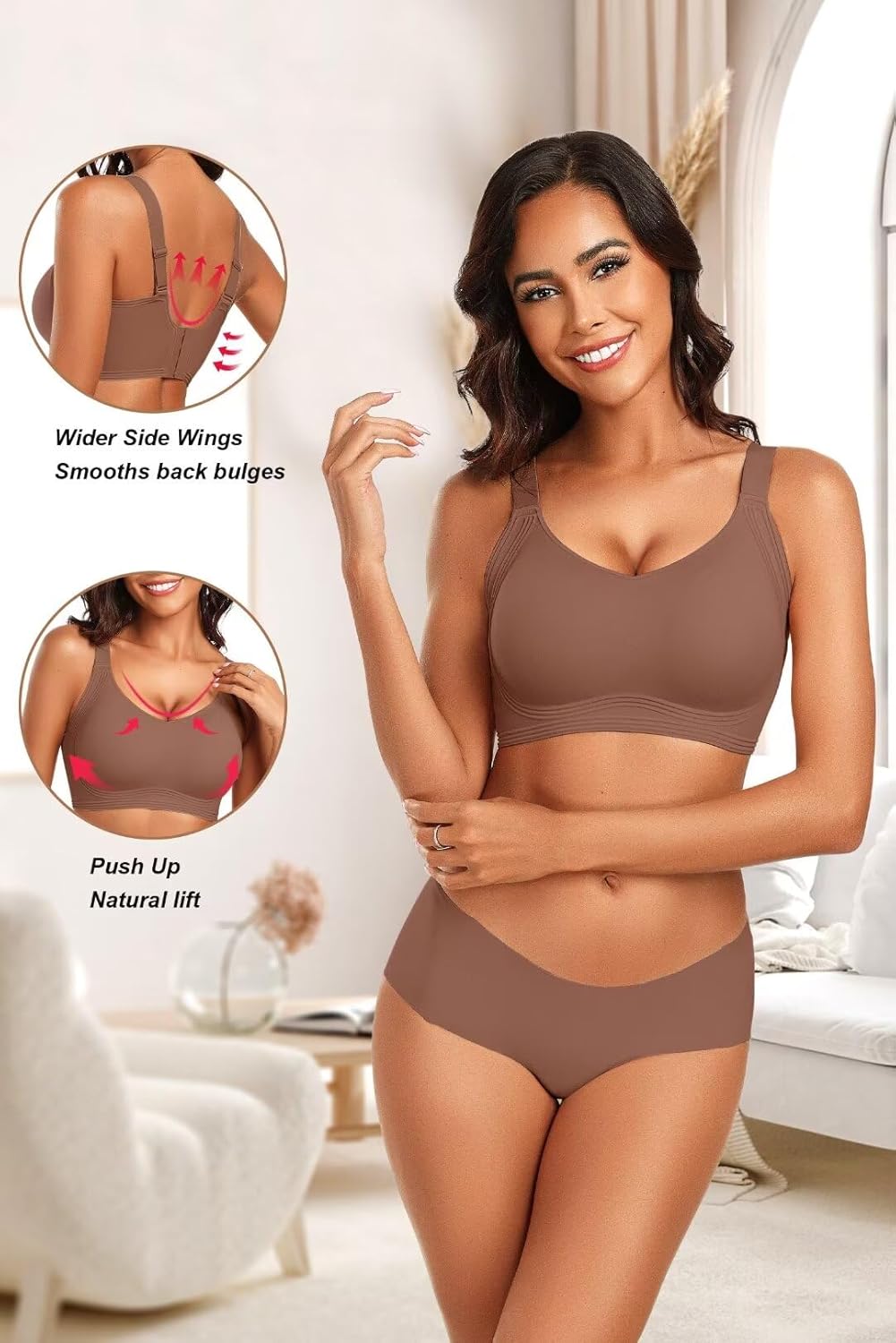 Vertvie Women's Seamless Wireless Push Up Bras with Support and Lift No Underwire Bralettes Full Coverage Sport Everyday Bra - Image 2