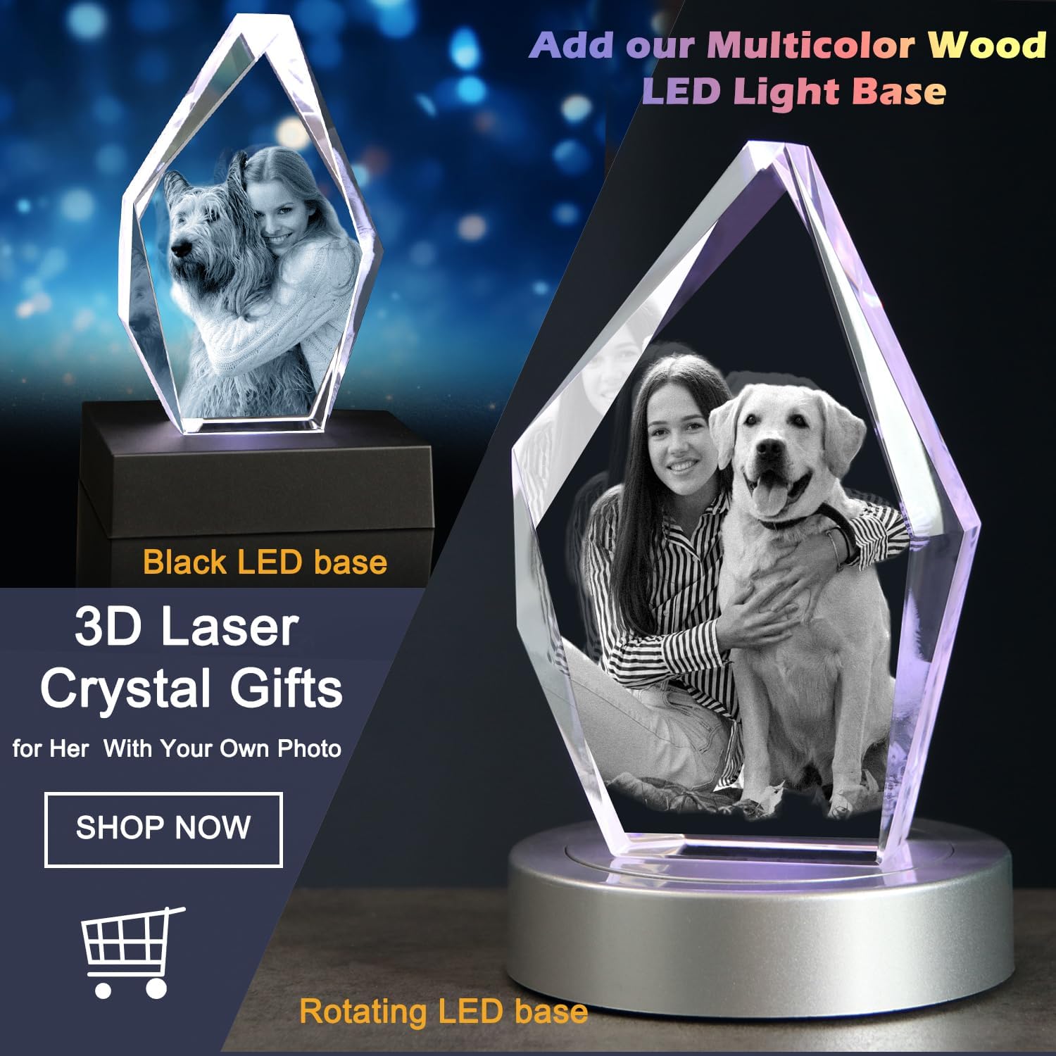 Personalized Dog Memorial Gifts,3D Crystal Photo,Pet Memorial Gift,3D Engraved Crystal Keepsake Gift, Dog Photo Frame,Valentine's Day Personalized Gift,Dog Pictures - Image 3