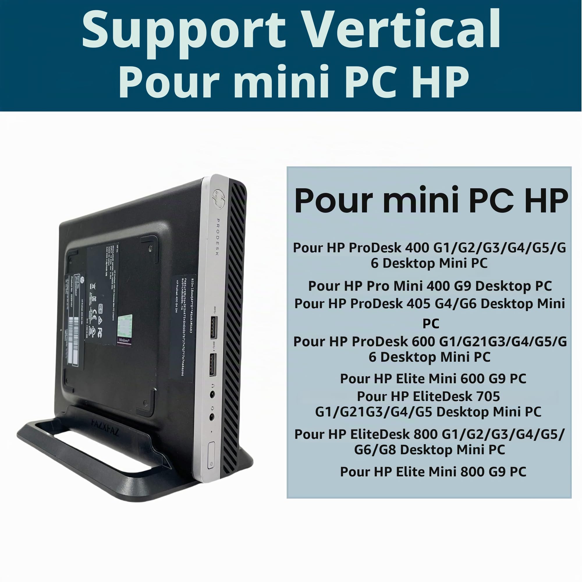 Support vertical pour mini PC HP Prodesk 400 G2 G3 G4 G5 G6 G8 600 G2 G3 G4 G5 G6 G8 DM EliteDesk 800 705 G2 G3 G4 G5 G6 G8 Mini PC de bureau Base