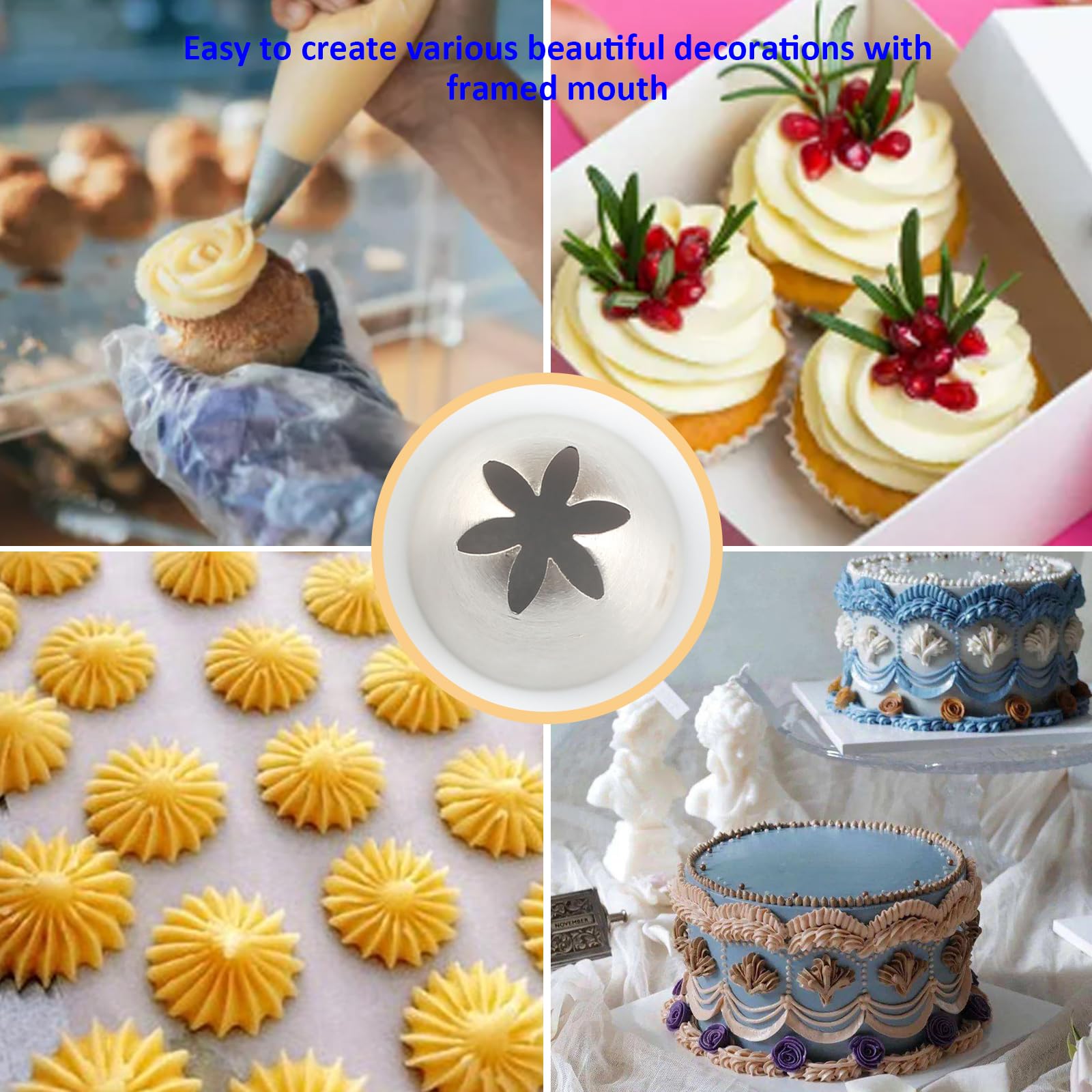 8-teiliges Spritztüllen-Set Aus Edelstahl – Russische Tüllen Für Kuchen-Deko & Blüten