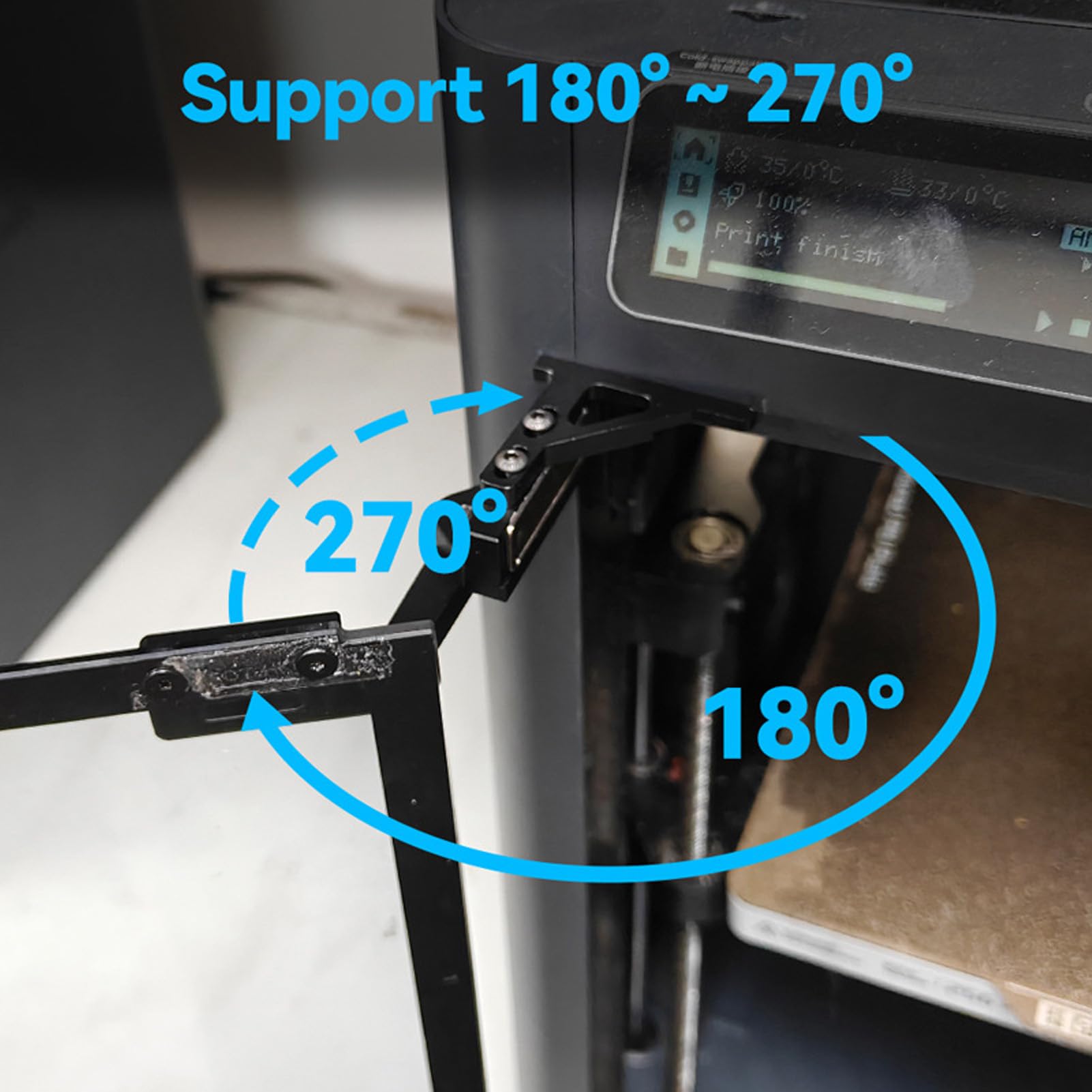 Metalowy Zawias Drzwiowy do Drukarki 3D Pasujący do 180 270 Stopni | Stop Aluminium Obrabiany CNC, Regulowany Obrót, Zapobiega Ugięciu Drzwi, Zawiera Narzędzia Montażowe
