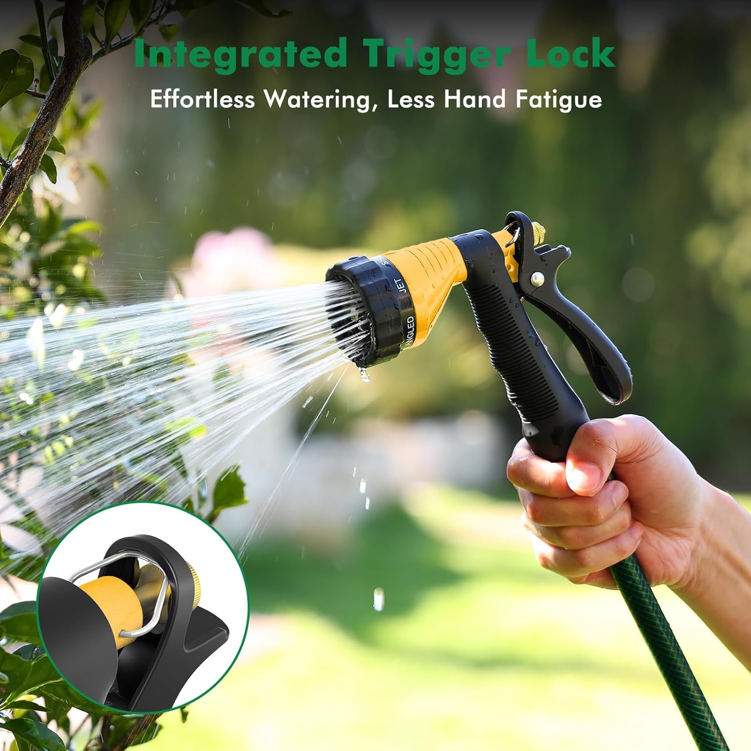 RESTMO Hose Pipe Spray Gun, Heavy Duty Metal Garden Hose Spray Gun, Black + Yellow, 6 x 11 x 5 cm - Image 5