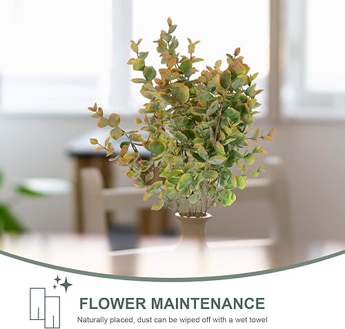 Miniatura 4 de VOSAREA 2 ramos de flores artificiales de seda para bodas y decoración del hogar, arreglo de vegetación de eucalipto, elegante centro de mesa para