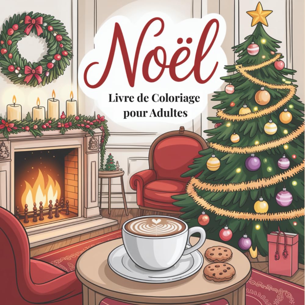 Noël Livre de Coloriage pour Adultes: Dessins Relaxants et Aanti-stress, avec des Scènes Festives d’Hiver Magiques