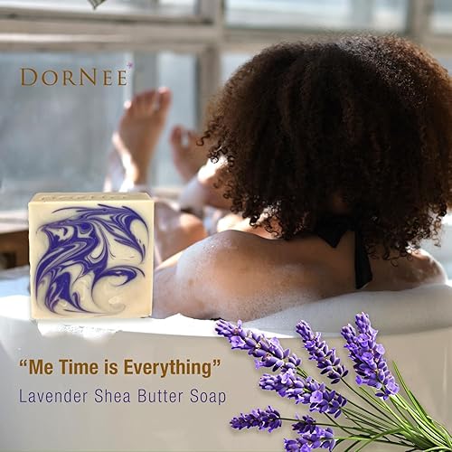 Miniatura 4 de DorNee  Jabón de barra de lavanda manteca de karité natural hecho a mano procesado en frío aceite esencial suave 55 onzas