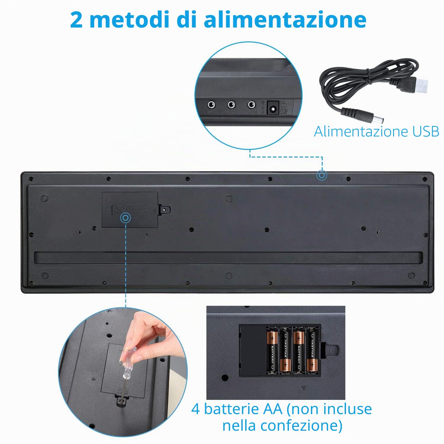 Tastiera digitale a 61 tasti (Nero, Bambini)
