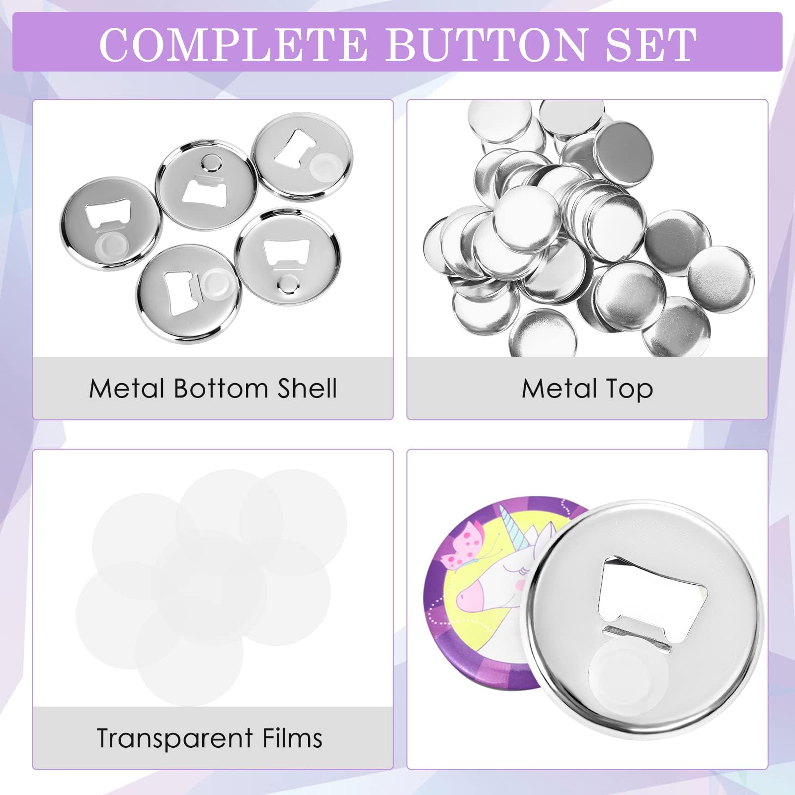 Bottle Openers Accessories 50 Sets 58mm Badge Maker Machine Including Metal Trays, Metal Backs and PVC Film DOYFAY - Image 4