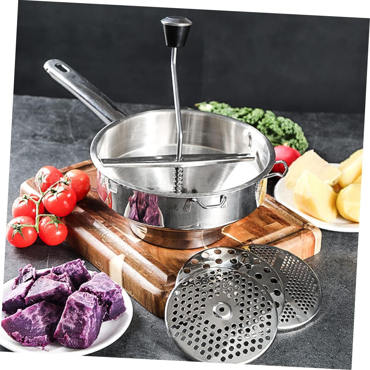 PRETYZOOM 1pc Stainless Steel Food Stirrer Potato Press Professional Kitchen Supplies for Blending Mashing Easy to Clean Disassembles for Simple Maintenance Essential Cooking Tool for