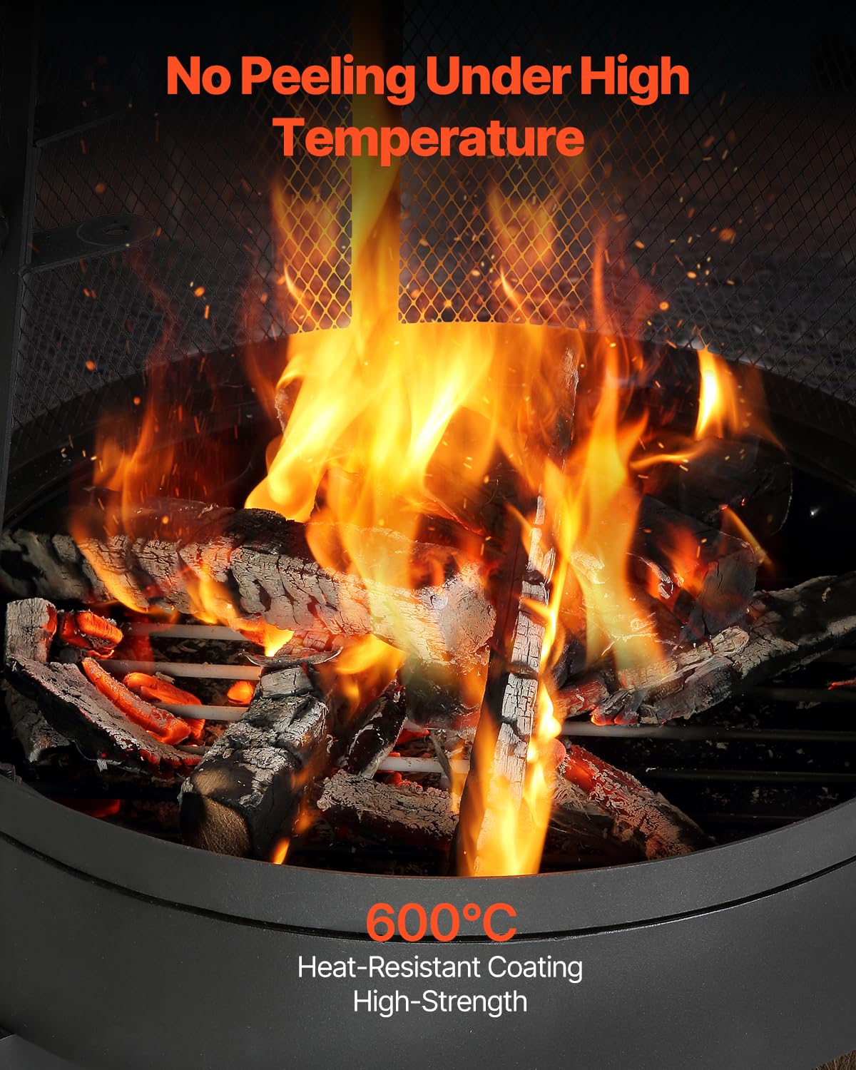 VEVOR Gartenkamin, φ508x1495 mm Terrassenofen, konischer Kamin zum Grillen & Wärmen, Aztekenofen für draußen mit Grillgitter, Kaminmantel & rostfreiem Kamindeckel, für Terrasse, Garten, Hinterhof