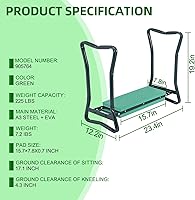 Vista 3 de Backyard Expressions Garden Kneeler - Asiento de jardinería multifuncional y rodillero Verde