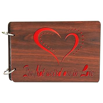 innerbit 'I Am Not Weird I Am In Love' Artistic Wooden Photo Album Scrap Book 30 Pages - Size (22 cm x 15 cm) Gift Item