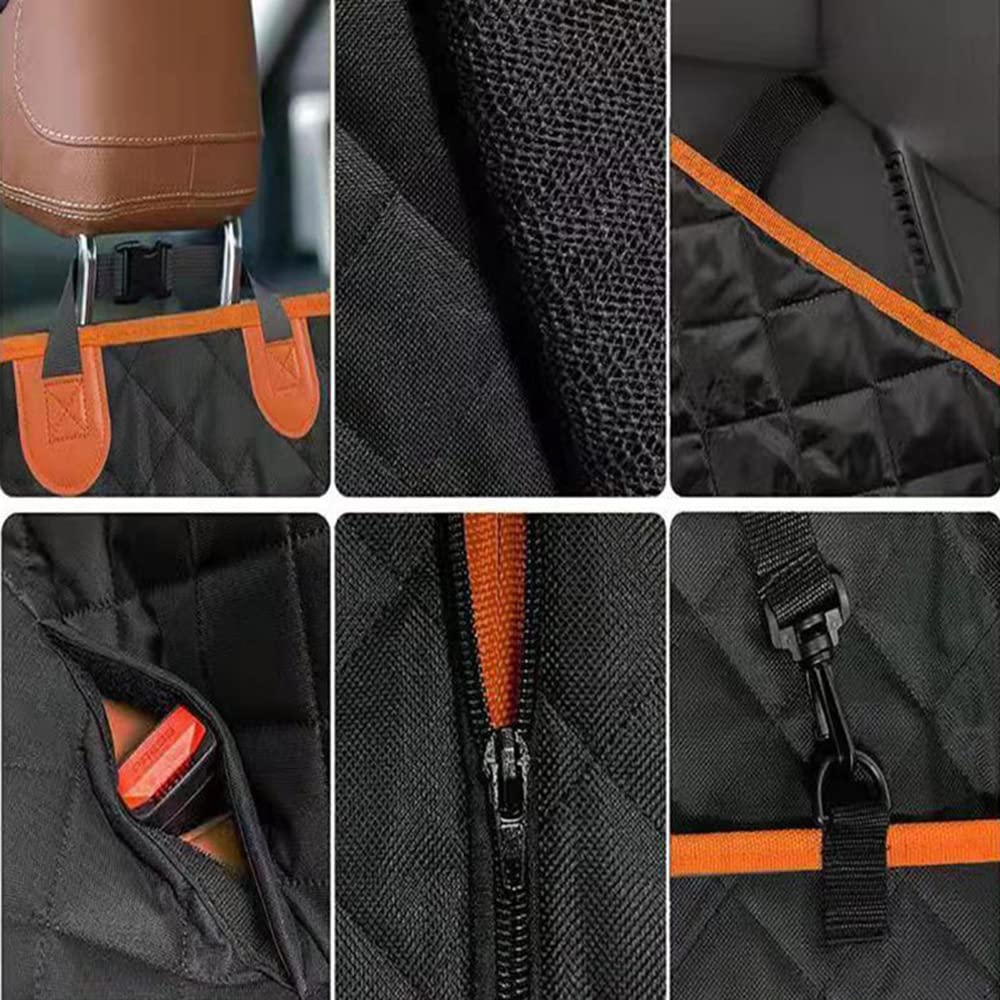 Funda Coche Perros Asiento Trasero, Cubre Asientos Coche Perro con Ventana Protector Lateral, Funda Perro Coche Impermeable Antideslizante para Coche, SUV, Camiones