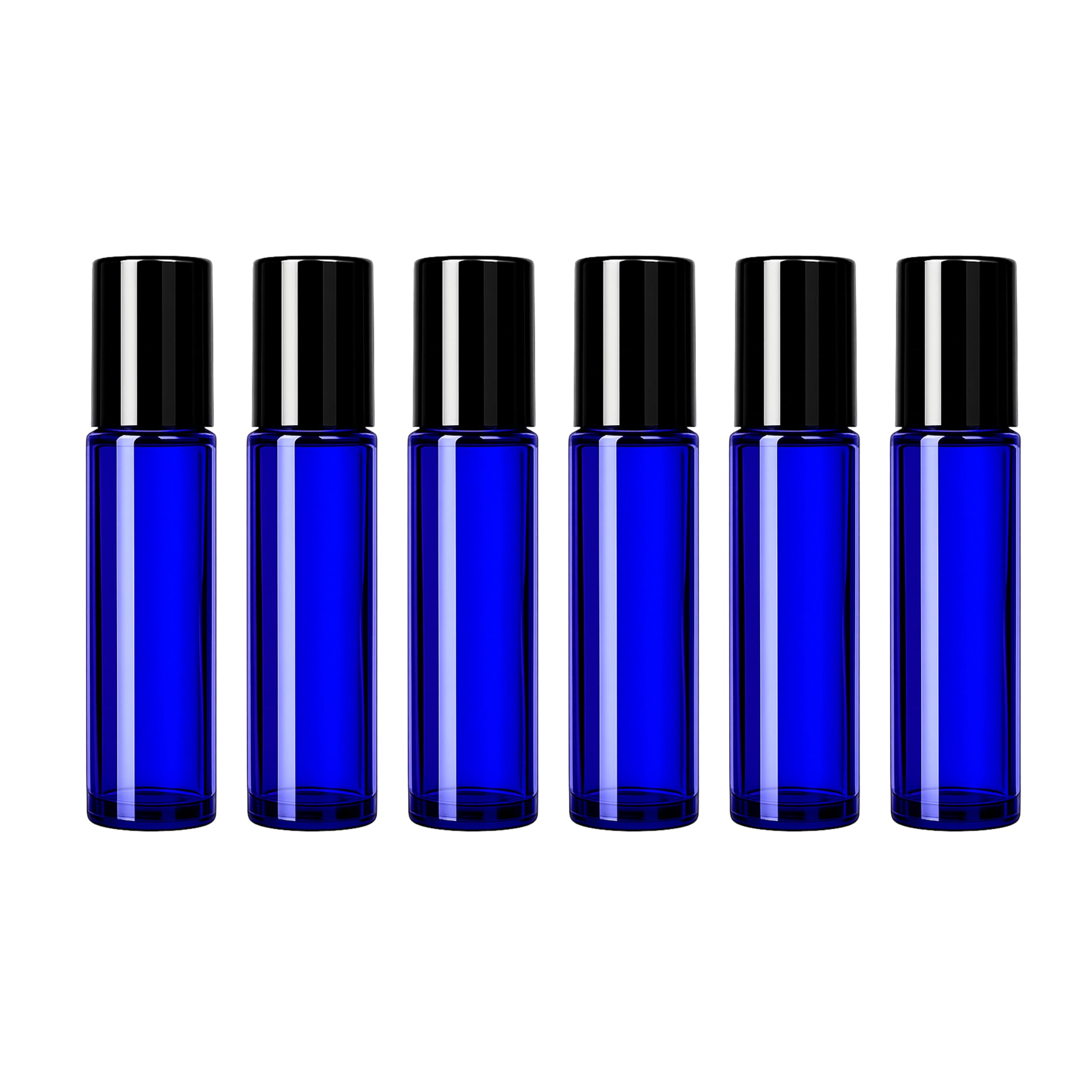Royal Blue Glass Roll On Bottles with Black Cap for Essential Oils, Perfumes, Lip Balms, Aromatherapy | Refillable, Reusable & Eco-Freindly Leakproof Bottle - 10 ML (Pack of 6)-image-29