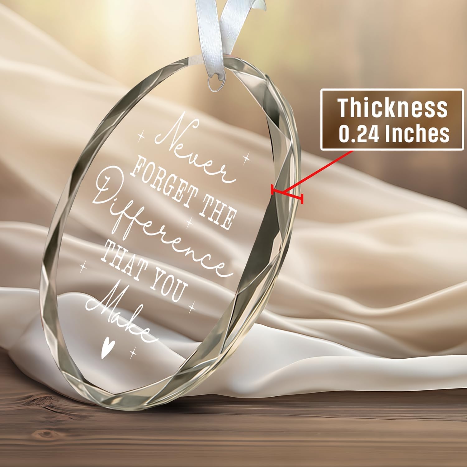 Thank You Gifts for Women - Christmas Appreciation Gifts for Coworkers, Teacher, Boss, Nurse, Employee, Friend, Farewell - Never Forget The Difference That You Make - Glass Christmas Ornaments 2026 image 3