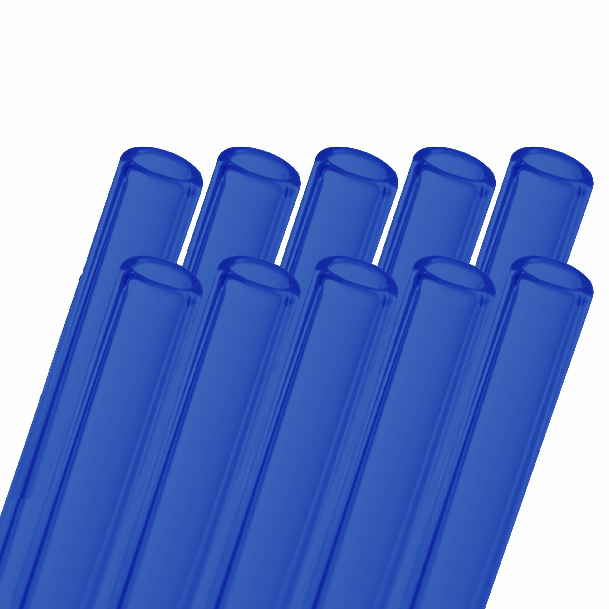AOMI Glass Blowing Tubes, 10pcs 4inch Long Blue OD 12mm ID 8mm 2mm Wall Thickness Borocilicate Glass Tubes for Cut Art DIY