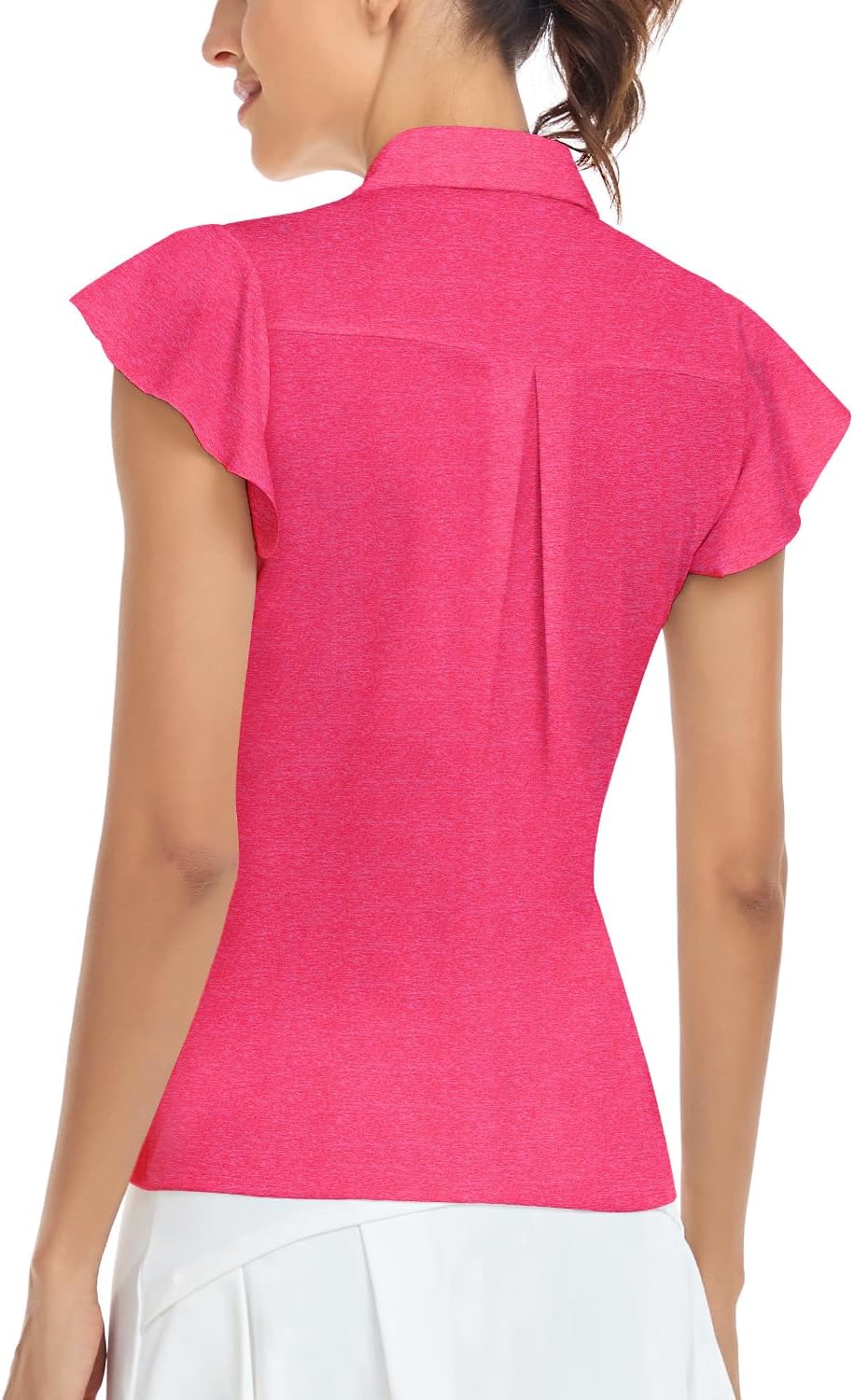 Soneven Womens Petal Sleeve Golf Shirts Moisture Wicking Lady Golf Apparel Print Tennis Sport T Shirt