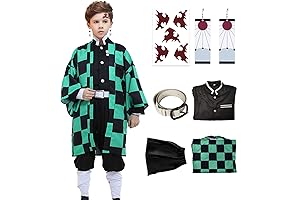 Tanjiro Costume Kids 10-12 with Sword - Halloween Cosplay Costumes Kamado Kids...