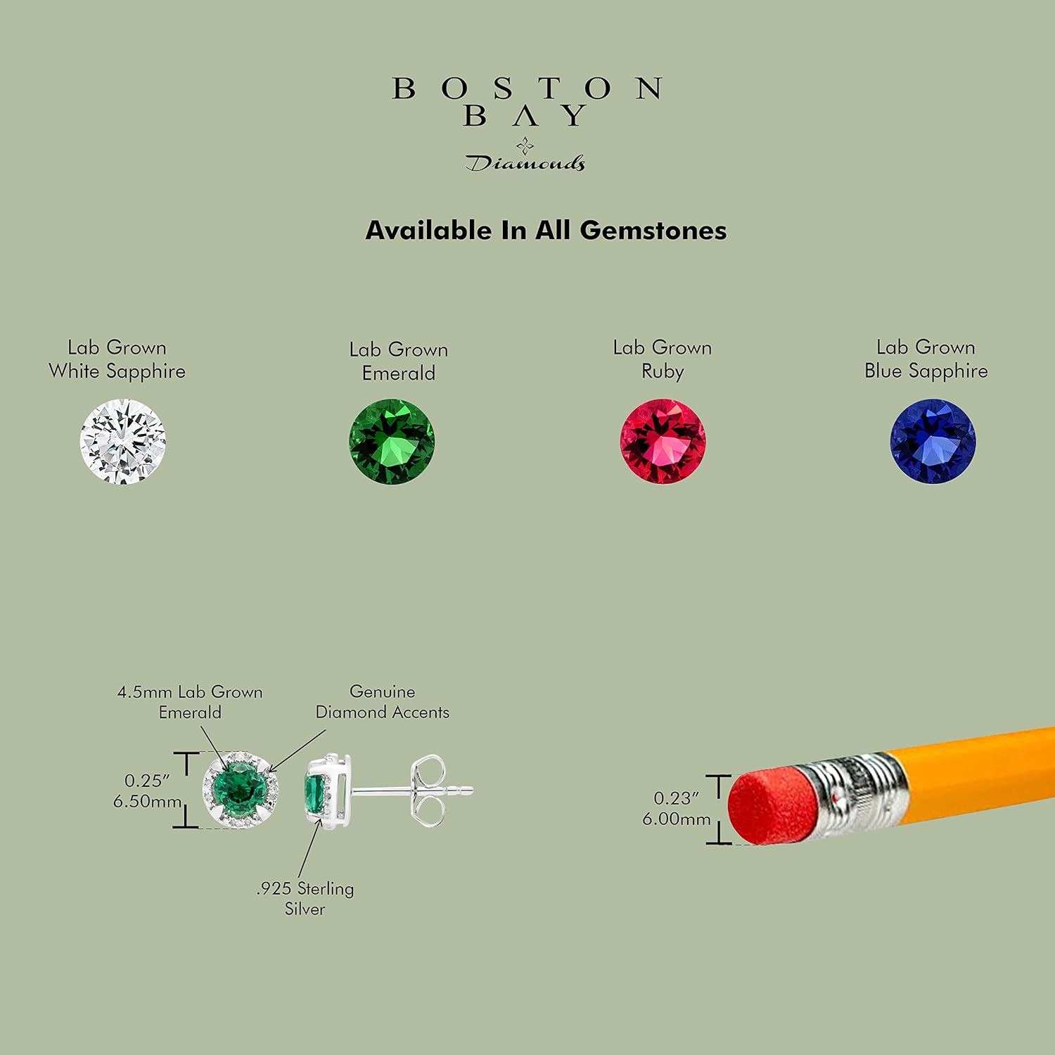 Boston Bay Diamonds Sterling Silver Round Gemstone & Diamond Halo Earrings