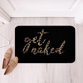 Get Naked Print Bathroom Rug,Brown Black Leopard Non Slip Bath Mat for Kids Girls Women Adult,Modern Funny Quotes Shaggy Absorbent Floor Mat Fashion Couple Lover Bath Indoor Doormat Decor,20"x32"