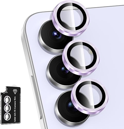 Miniatura 176 de Protector de lente de cámara para Samsung Galaxy S25 FE, cubierta individual de lente de vidrio templado con anillo de metal, [fuerte adsorción]