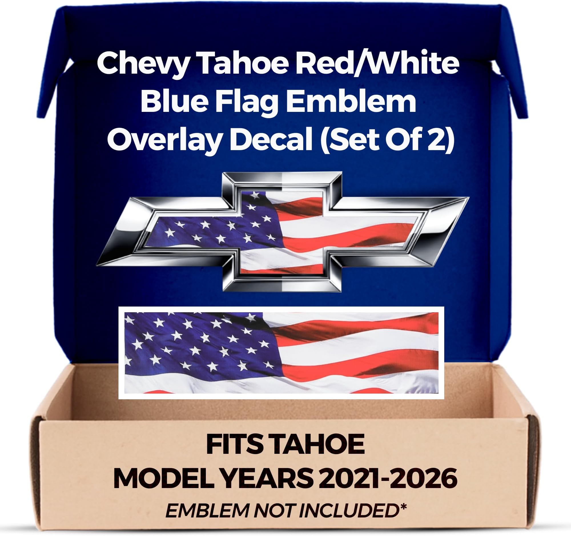 シボレー タホ アメリカ国旗 グリル ゲート ボウタイ エンブレム オーバーレイ デカール 2021-2025