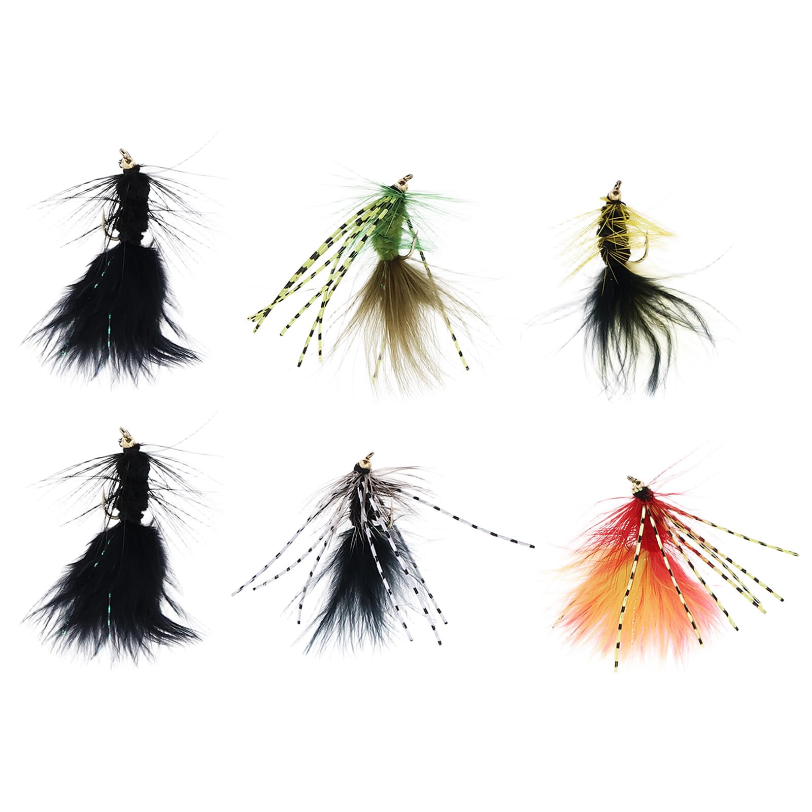 Briny River 6Pcs Two-color Wet Fly Streamline Fishing Hooks Suitable for Woolly Bugger Size10