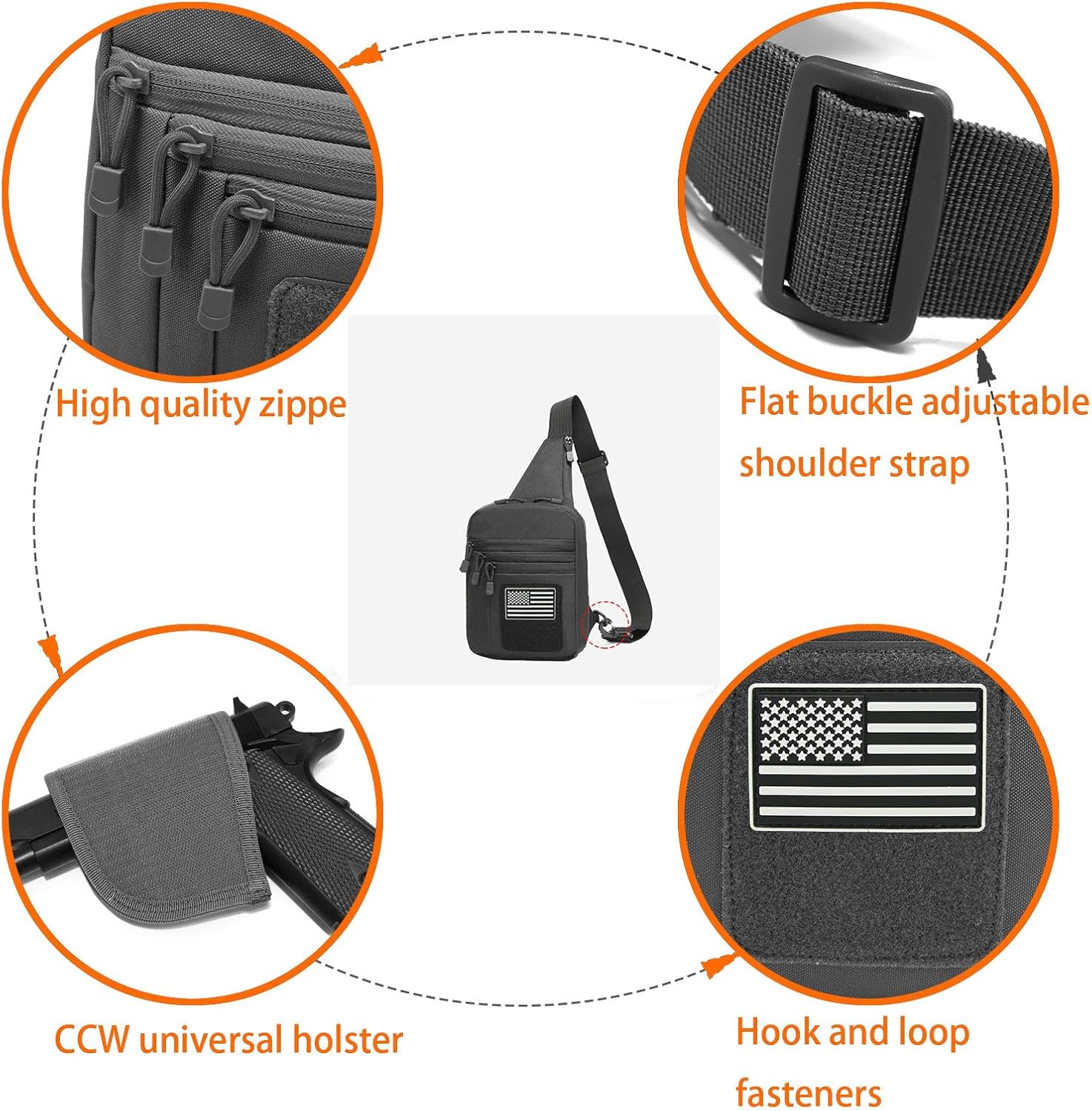 Shoulder holster bag for concealed carry of handguns Chest pack with Sling Ccw Sling Bag Tactical Crossbody Bag | concealed carry, handguns, Sling - Image 7