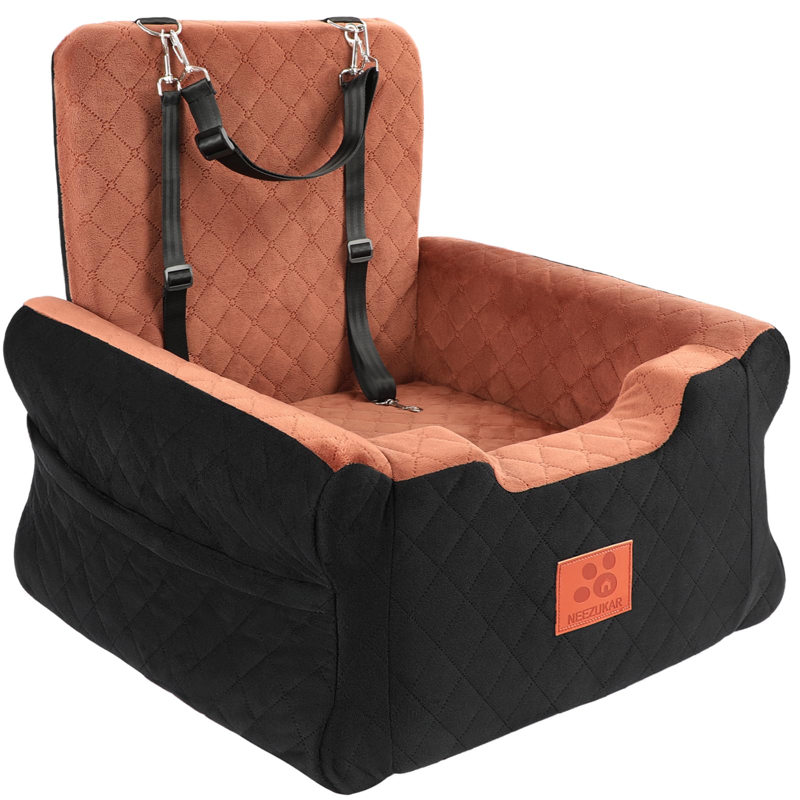 GL GLENSLAVE Asientos de coche para perros pequeños y medianos, asiento elevado de espuma viscoelástica para perros, asiento de coche desmontable lavable para mascotas con cinturones de seguridad y