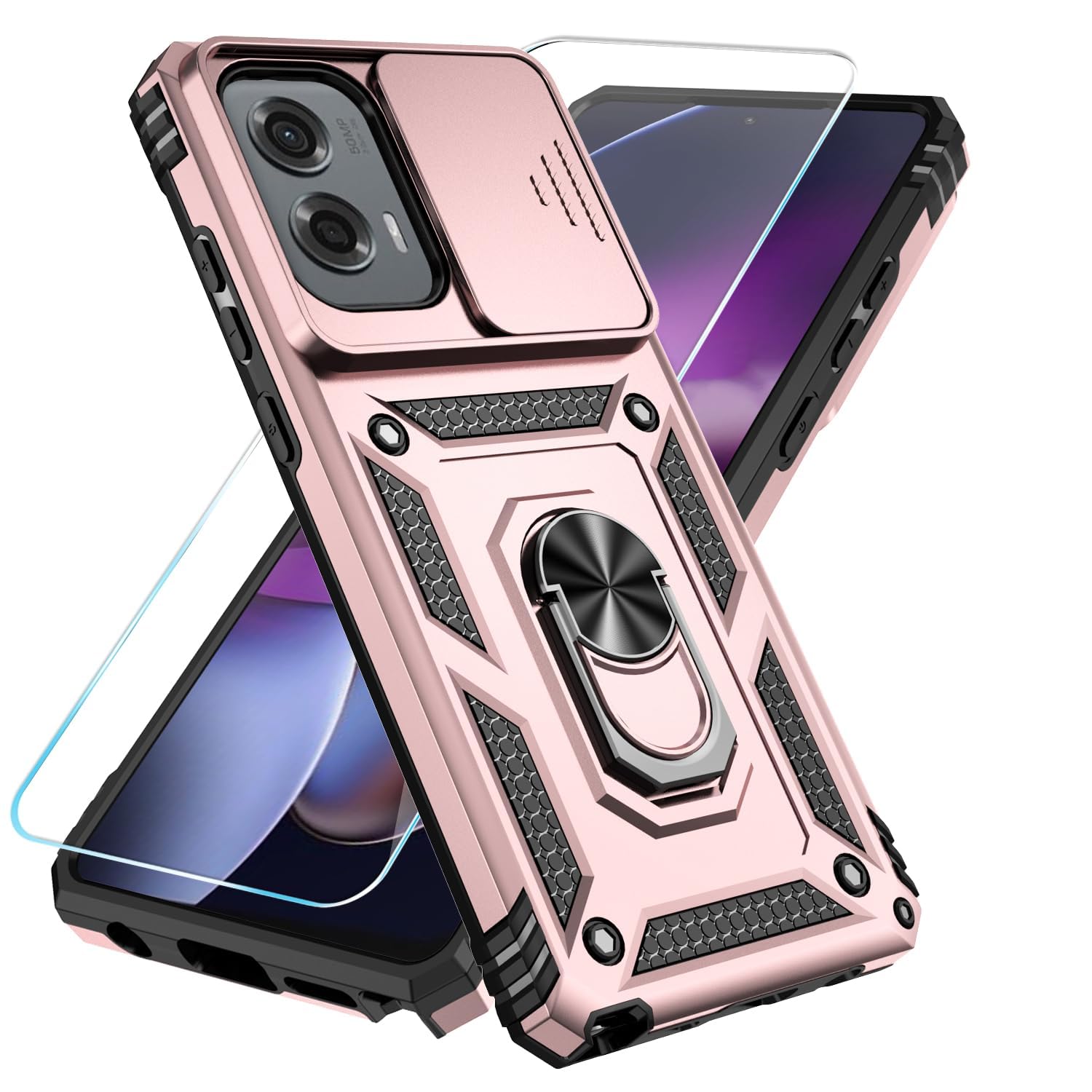 SunStory Phone Case for Motorola Moto G Stylus 5G 2024 Case with HD Screen Protector & Slide Camera Cover & Kickstand, [Military-Grade] Phone Case for