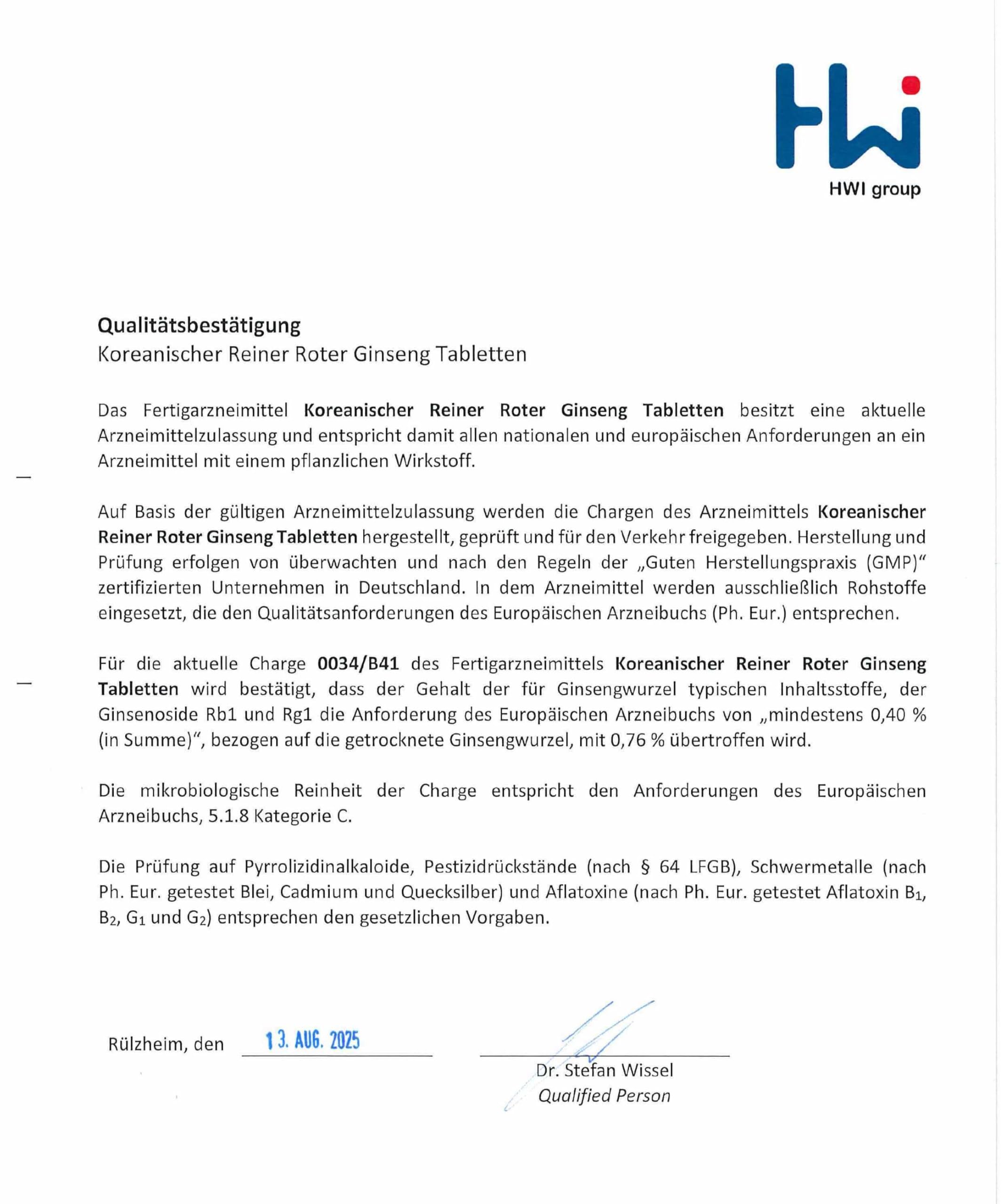 KGV Koreanischer Reiner Roter Ginseng, 60 Tabletten, je 300 mg Ginsengwurzel-Pulver, Arzneimittel mit 6-jährigem Panax Ginseng